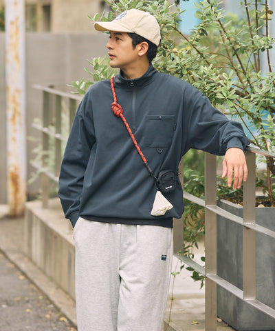 THE CRAFT CREW PRODUCTS / 四向彈性機能 半拉鍊長袖T恤（抽繩下擺）