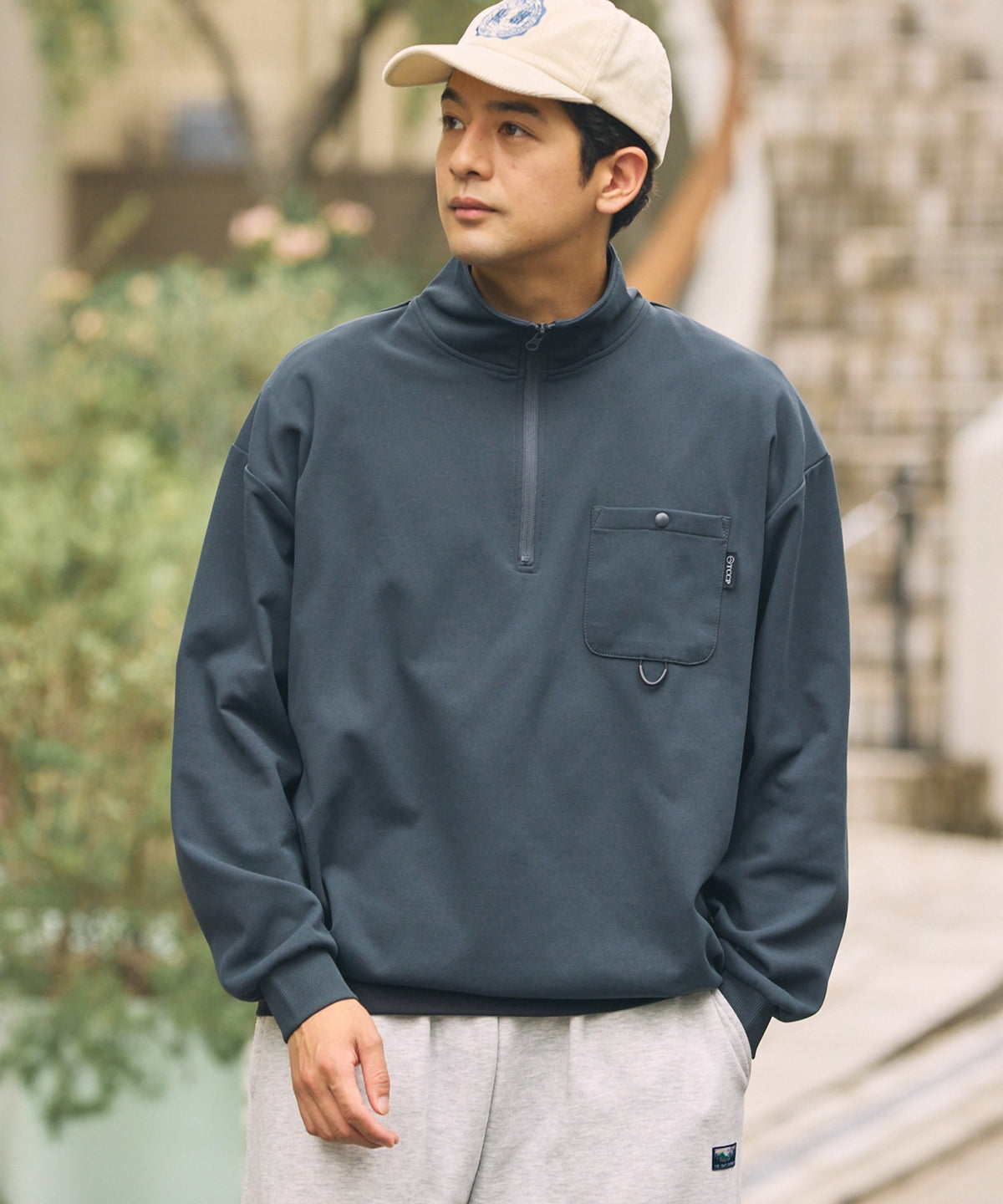 THE CRAFT CREW PRODUCTS / 四向彈性機能 半拉鍊長袖T恤（抽繩下擺）