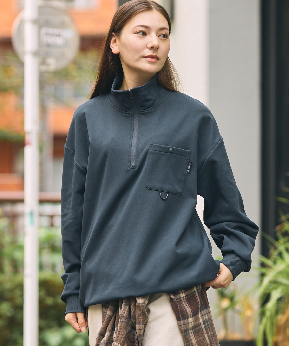 THE CRAFT CREW PRODUCTS / 四向彈性機能 半拉鍊長袖T恤（抽繩下擺）