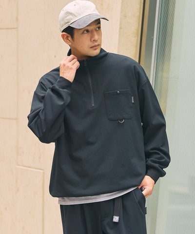 THE CRAFT CREW PRODUCTS / 四向彈性機能 半拉鍊長袖T恤（抽繩下擺）