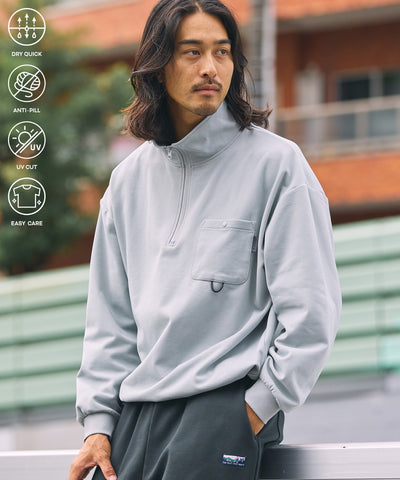 THE CRAFT CREW PRODUCTS / 四向彈性機能 半拉鍊長袖T恤（抽繩下擺）
