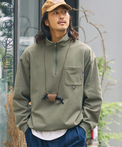 THE CRAFT CREW PRODUCTS / 四向彈性機能 半拉鍊長袖T恤（抽繩下擺）