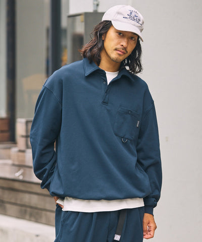 THE CRAFT CREW PRODUCTS / 四向彈性機能 長袖POLO衫（抽繩下擺）