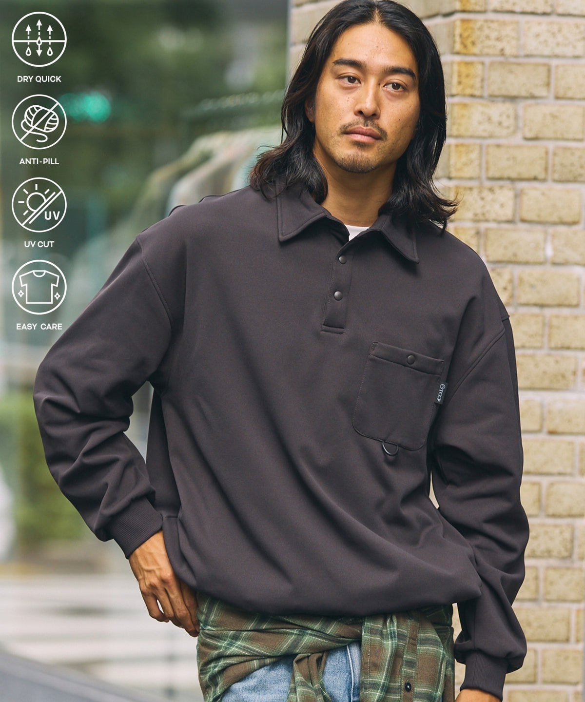 THE CRAFT CREW PRODUCTS / 四向彈性機能 長袖POLO衫（抽繩下擺）