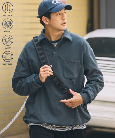 THE CRAFT CREW PRODUCTS / 四向彈性機能 長袖POLO衫（抽繩下擺）