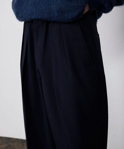 BEAMS / 雙褶立體寬直筒可調褲腳長褲