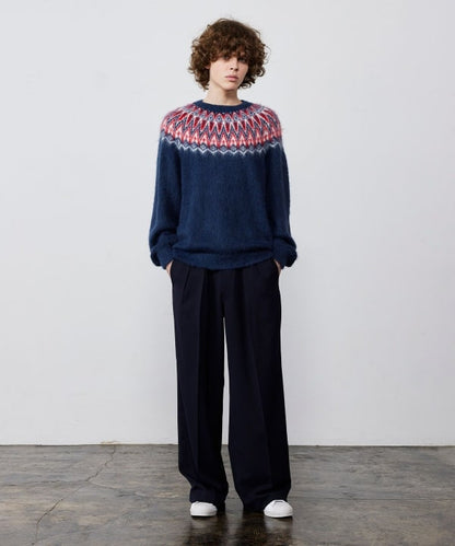 BEAMS / 雙褶立體寬直筒可調褲腳長褲