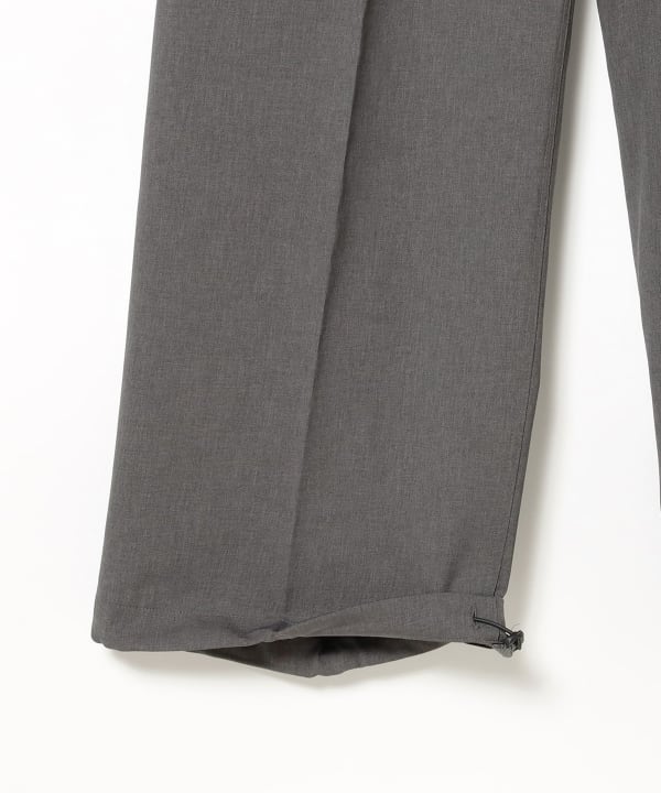 BEAMS / 雙褶立體寬直筒可調褲腳長褲