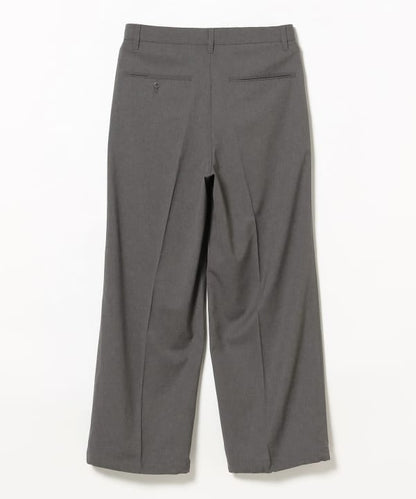 BEAMS / 雙褶立體寬直筒可調褲腳長褲