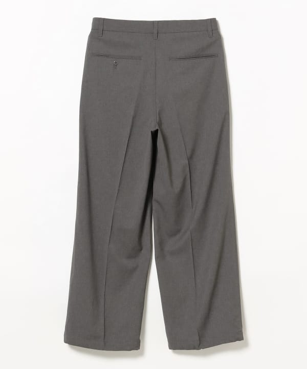 BEAMS / 雙褶立體寬直筒可調褲腳長褲