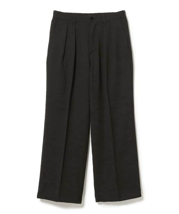 BEAMS / 雙褶立體寬直筒可調褲腳長褲