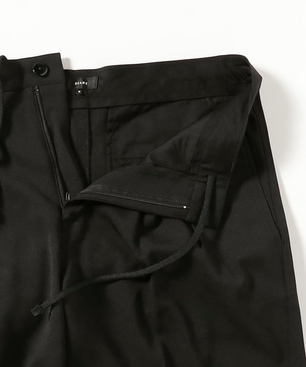BEAMS / 雙褶立體寬直筒可調褲腳長褲