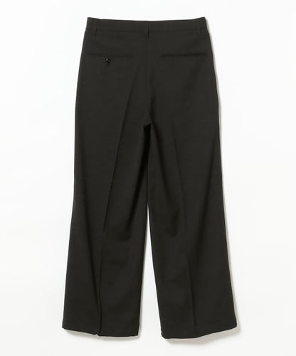 BEAMS / 雙褶立體寬直筒可調褲腳長褲