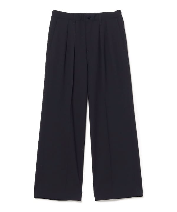 BEAMS / 雙褶立體寬直筒可調褲腳長褲