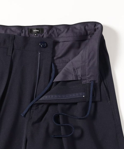 BEAMS / 雙褶立體寬直筒可調褲腳長褲