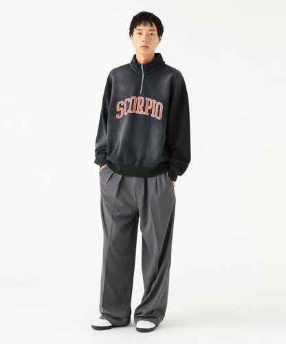 BEAMS / 雙褶立體寬直筒可調褲腳長褲