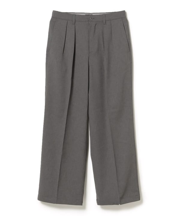 BEAMS / 雙褶立體寬直筒可調褲腳長褲
