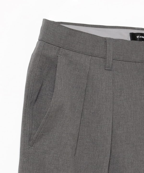 BEAMS / 雙褶立體寬直筒可調褲腳長褲