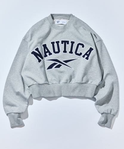 NAUTICA X REEBOK / 弧形LOGO落肩短版 圓領衫 (女生)
