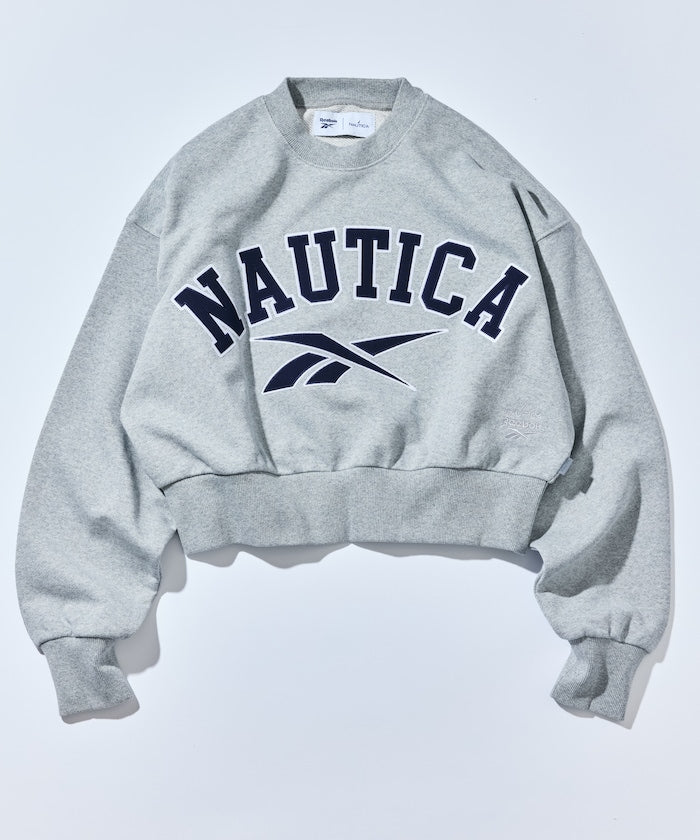 NAUTICA X REEBOK / 弧形LOGO落肩短版 圓領衫 (女生)