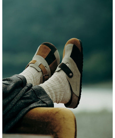 BIRKENSTOCK × BEAMS / BOSTON 拼接麂皮穆勒鞋（日本聯名限定）