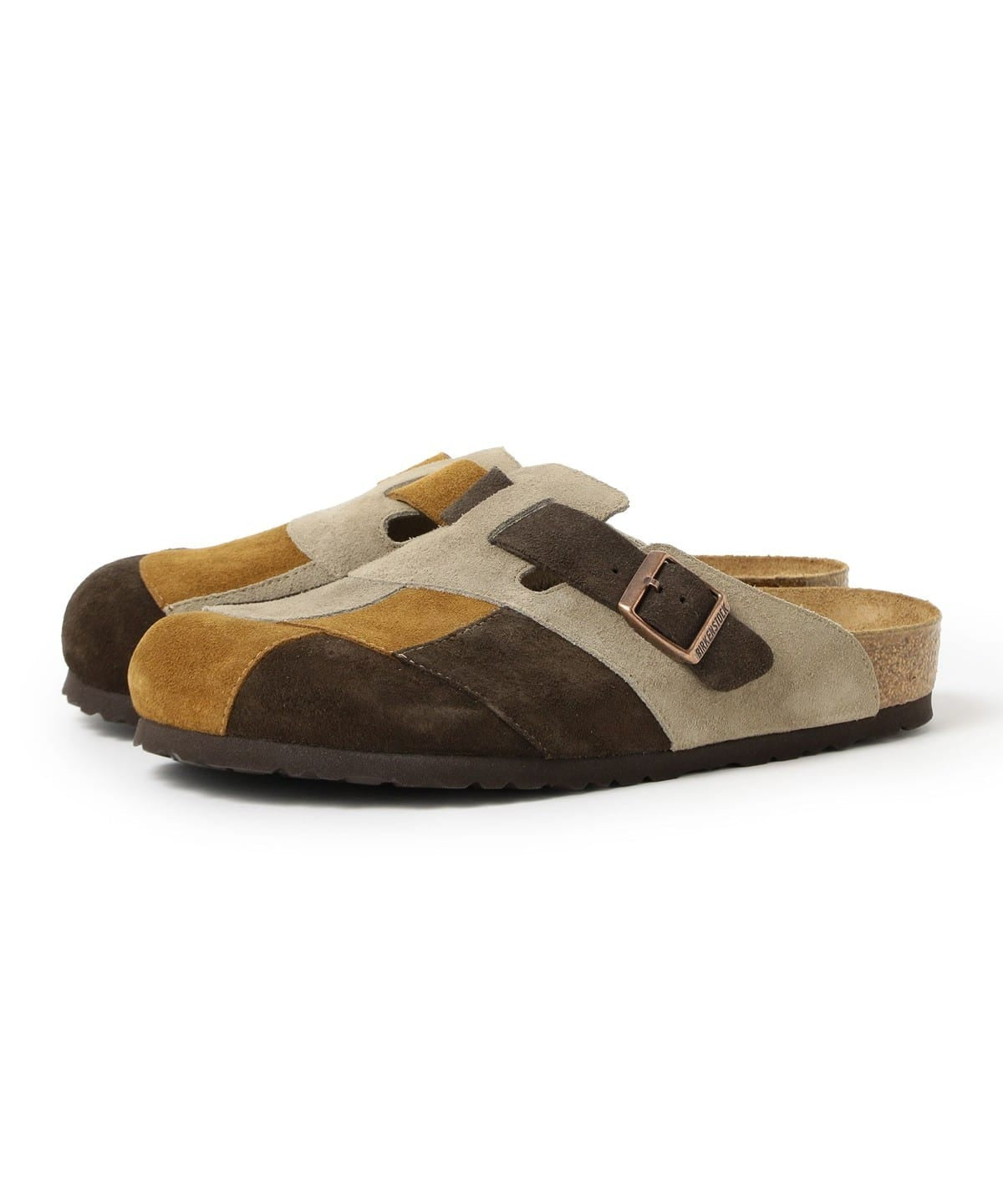 BIRKENSTOCK × BEAMS / BOSTON 拼接麂皮穆勒鞋（日本聯名限定）