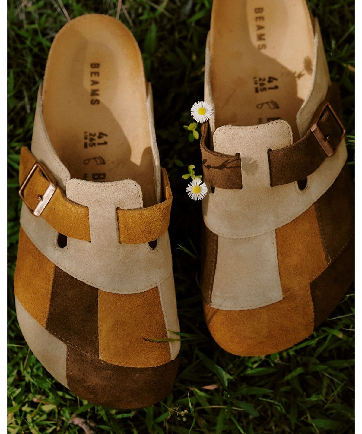 BIRKENSTOCK × BEAMS / BOSTON 拼接麂皮穆勒鞋（日本聯名限定）