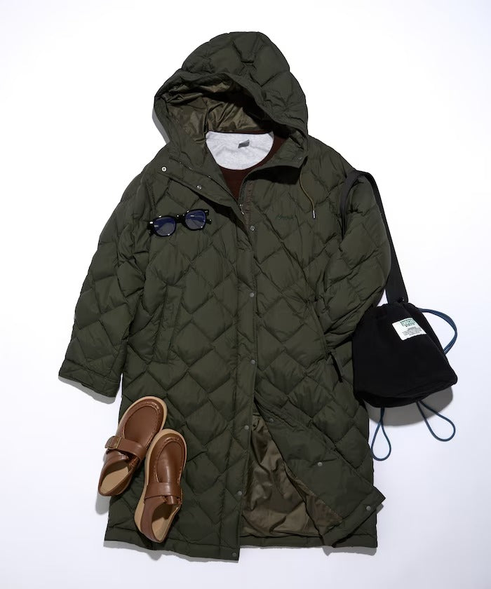 NANGA × FREAK'S STORE／女裝 絎縫連帽長版羽絨大衣外套（日本聯名限定）