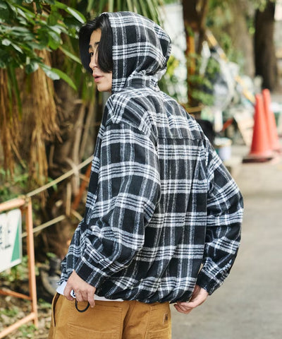 FREAK'S STORE／厚磅法蘭絨格紋連帽襯衫