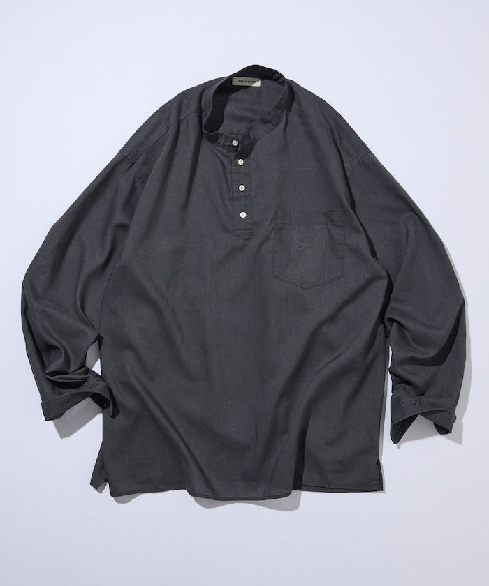 FREAK'S STORE / 亞麻混紡 半開襟 立領襯衫