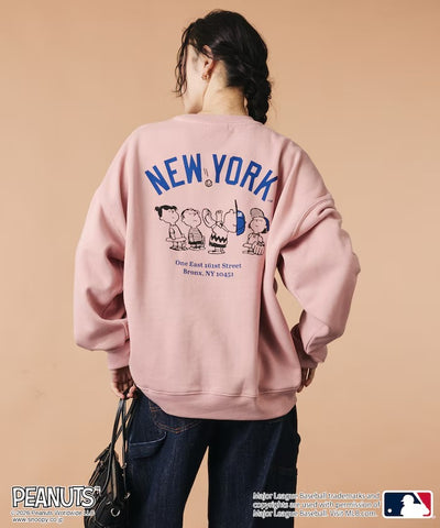 PEANUTS × MLB × FREAK'S STORE / 洋基隊背印大廓形 圓領衫（日本聯名限定）