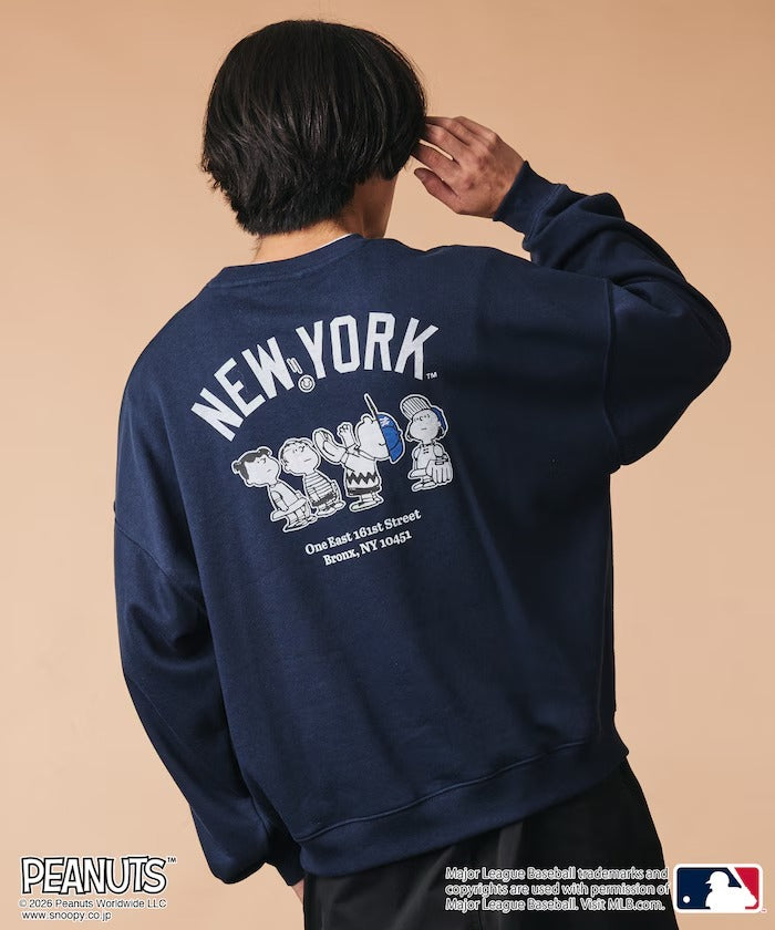 PEANUTS × MLB × FREAK'S STORE / 洋基隊背印大廓形 圓領衫（日本聯名限定）