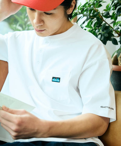 KAVU  × FREAK'S STORE / 刺繡亨利領 短袖T恤