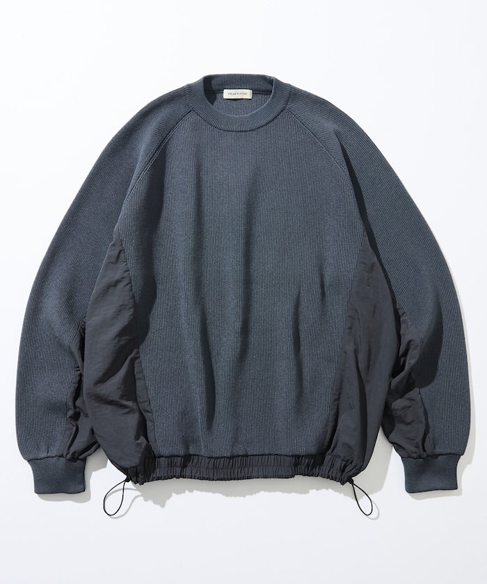 FREAK’S STORE / 拼接抽繩下襬 針織圓領衫