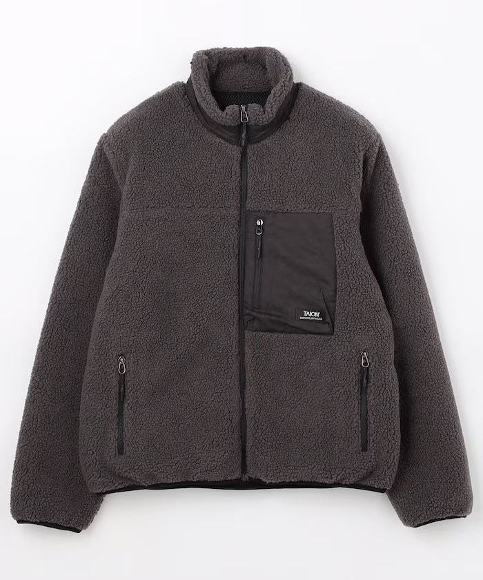 TAION / 山系高領 拉鍊毛絨外套