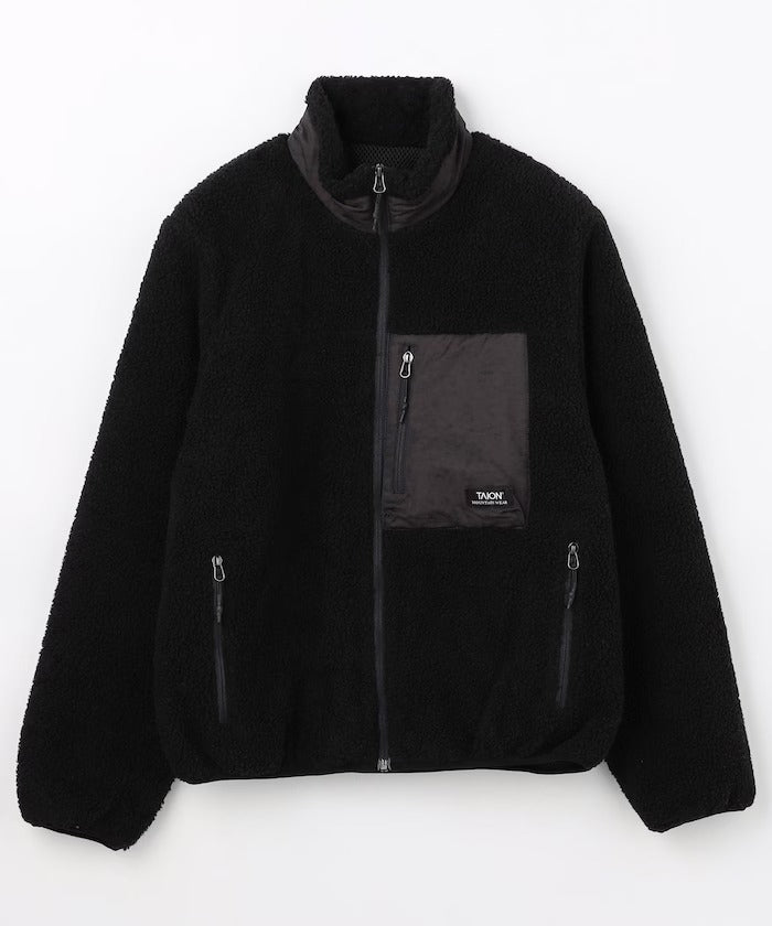 TAION / 山系高領 拉鍊毛絨外套