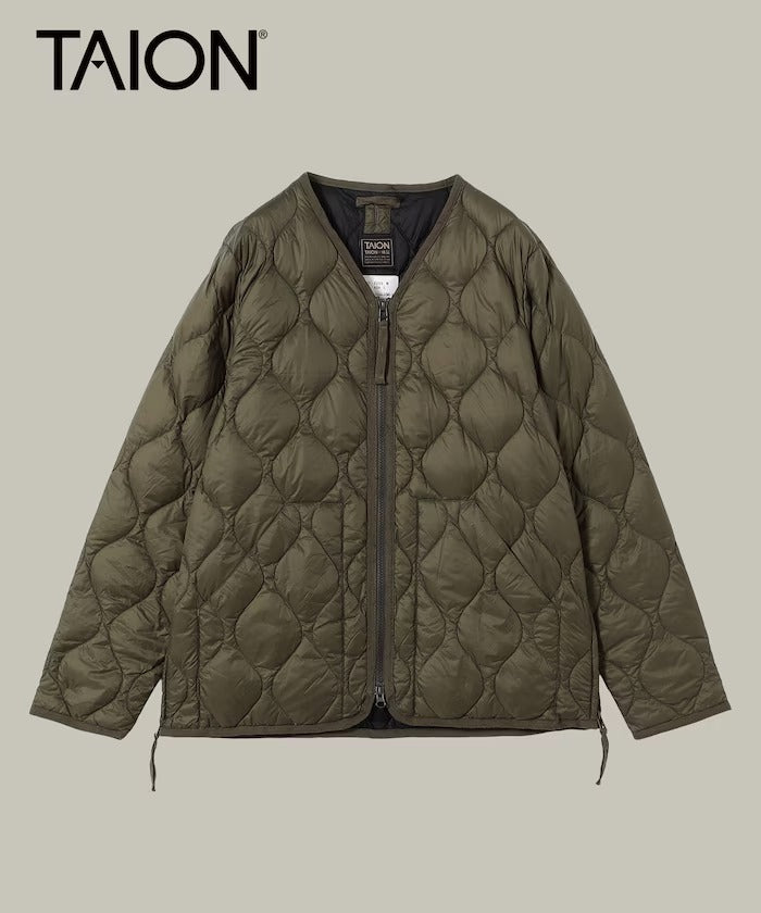 TAION / 軍風V領雙向拉鍊 羽絨外套