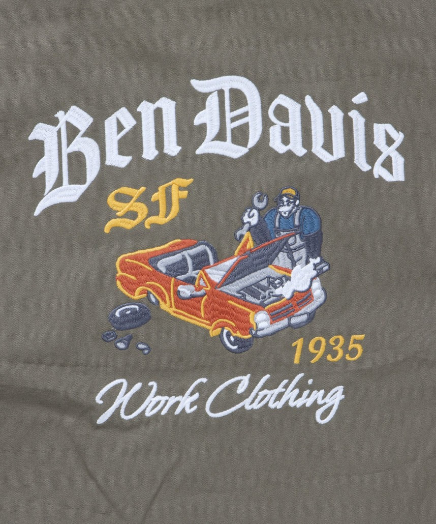 BEN DAVIS / 復古刺繡羅紋袖口 帆布工作外套