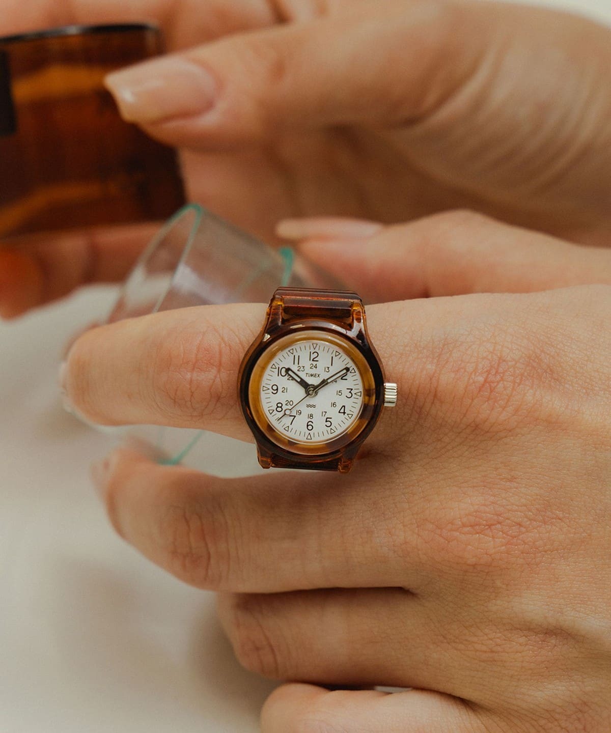 TIMEX × BEAMS／玳瑁紋戒指錶（女款）