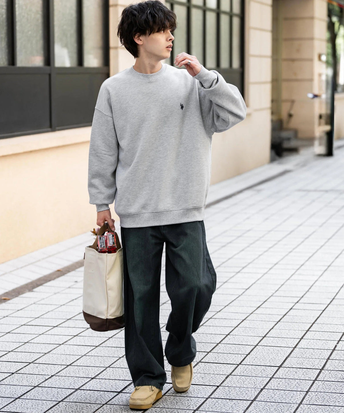 U.S. POLO ASSN. / 寬鬆刷毛刺繡 圓領衫（日本聯名限定）