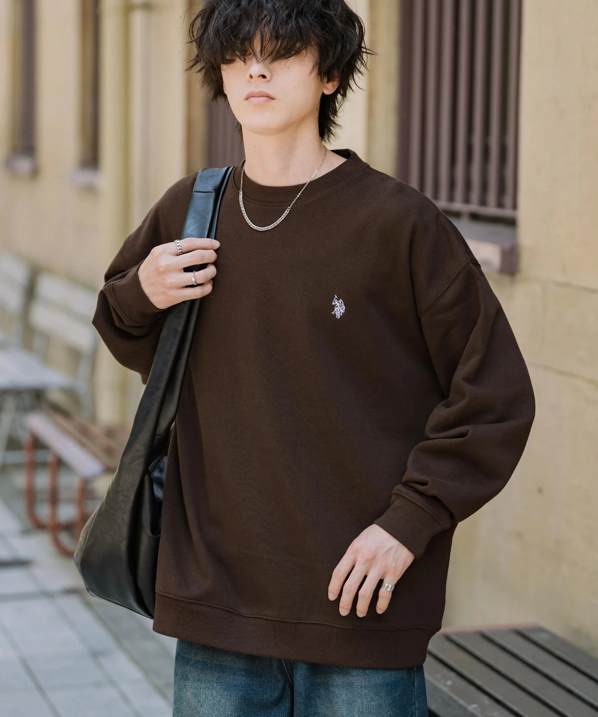U.S. POLO ASSN. / 寬鬆刷毛刺繡 圓領衫（日本聯名限定）