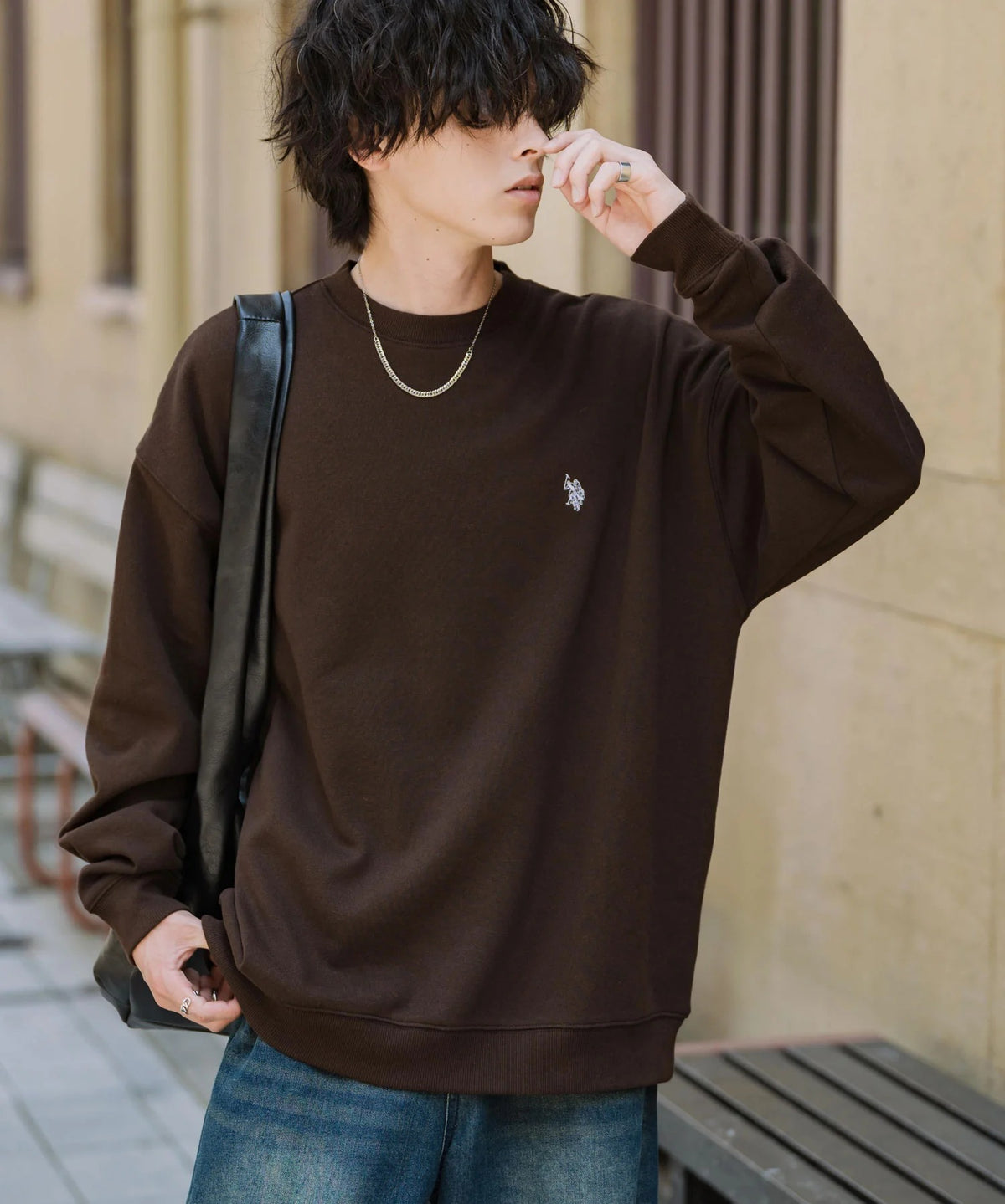 U.S. POLO ASSN. / 寬鬆刷毛刺繡 圓領衫（日本聯名限定）