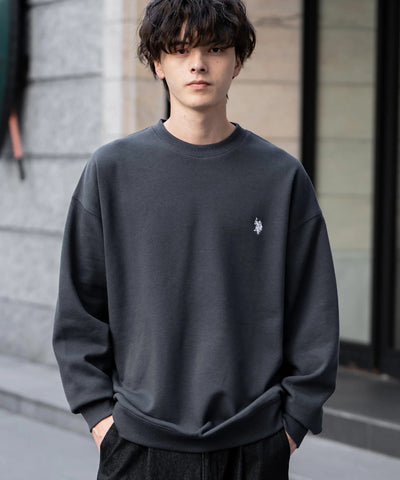 U.S. POLO ASSN. / 寬鬆刷毛刺繡 圓領衫（日本聯名限定）