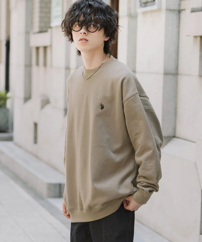 U.S. POLO ASSN. / 寬鬆刷毛刺繡 圓領衫（日本聯名限定）