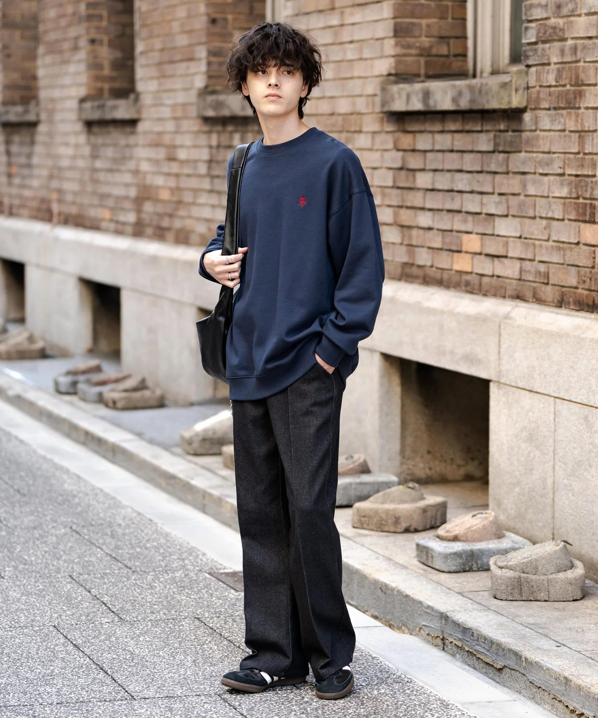 U.S. POLO ASSN. / 寬鬆刷毛刺繡 圓領衫（日本聯名限定）