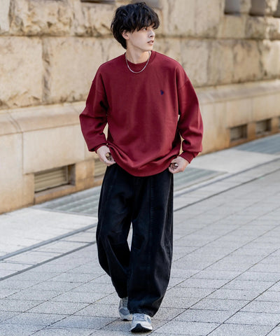 U.S. POLO ASSN. / 寬鬆刷毛刺繡 圓領衫（日本聯名限定）