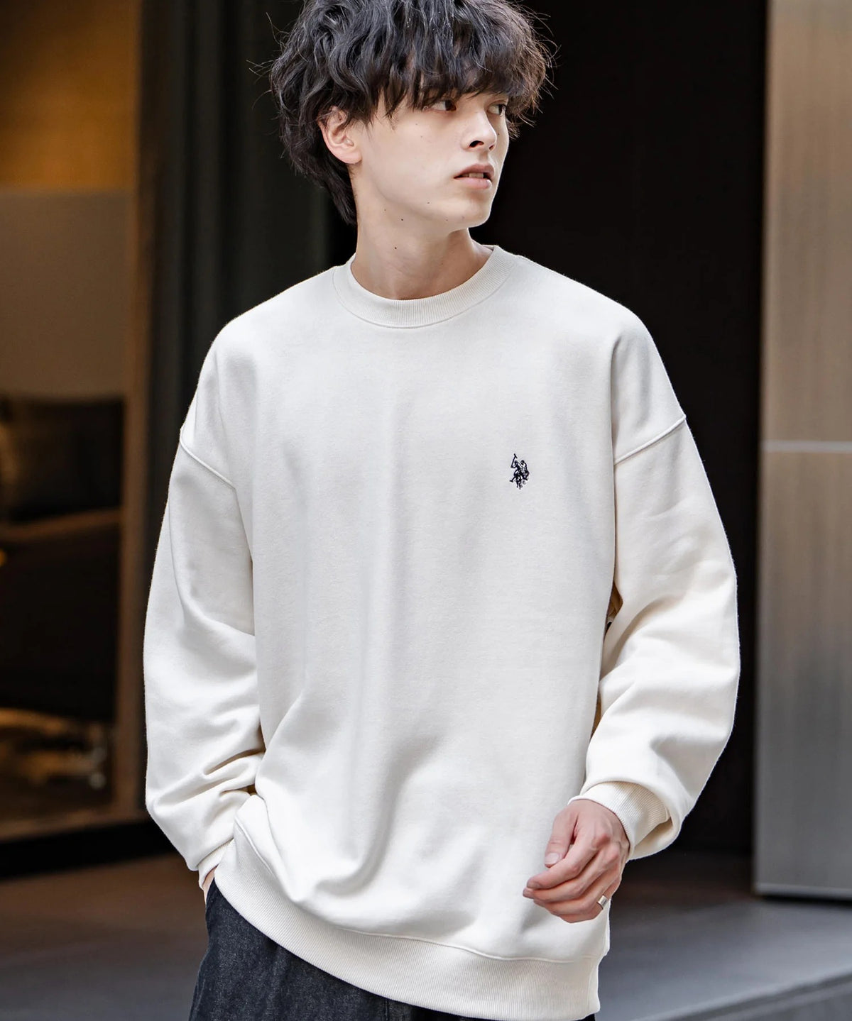 U.S. POLO ASSN. / 寬鬆刷毛刺繡 圓領衫（日本聯名限定）