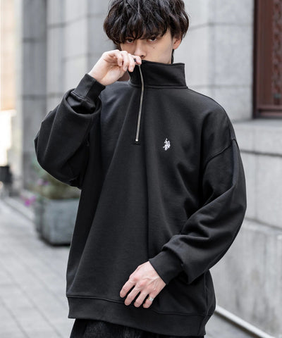 U.S. POLO ASSN. / 寬鬆 刷毛刺繡 半拉鍊開襟衫（日本聯名限定）