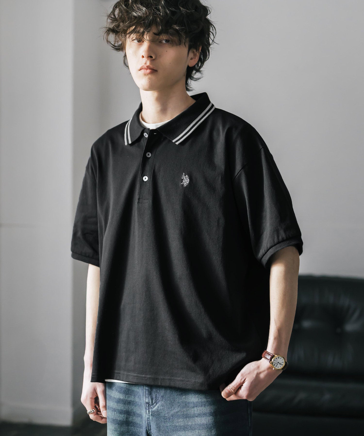 U.S. POLO ASSN. / 刺繡標誌天竺短袖Polo衫