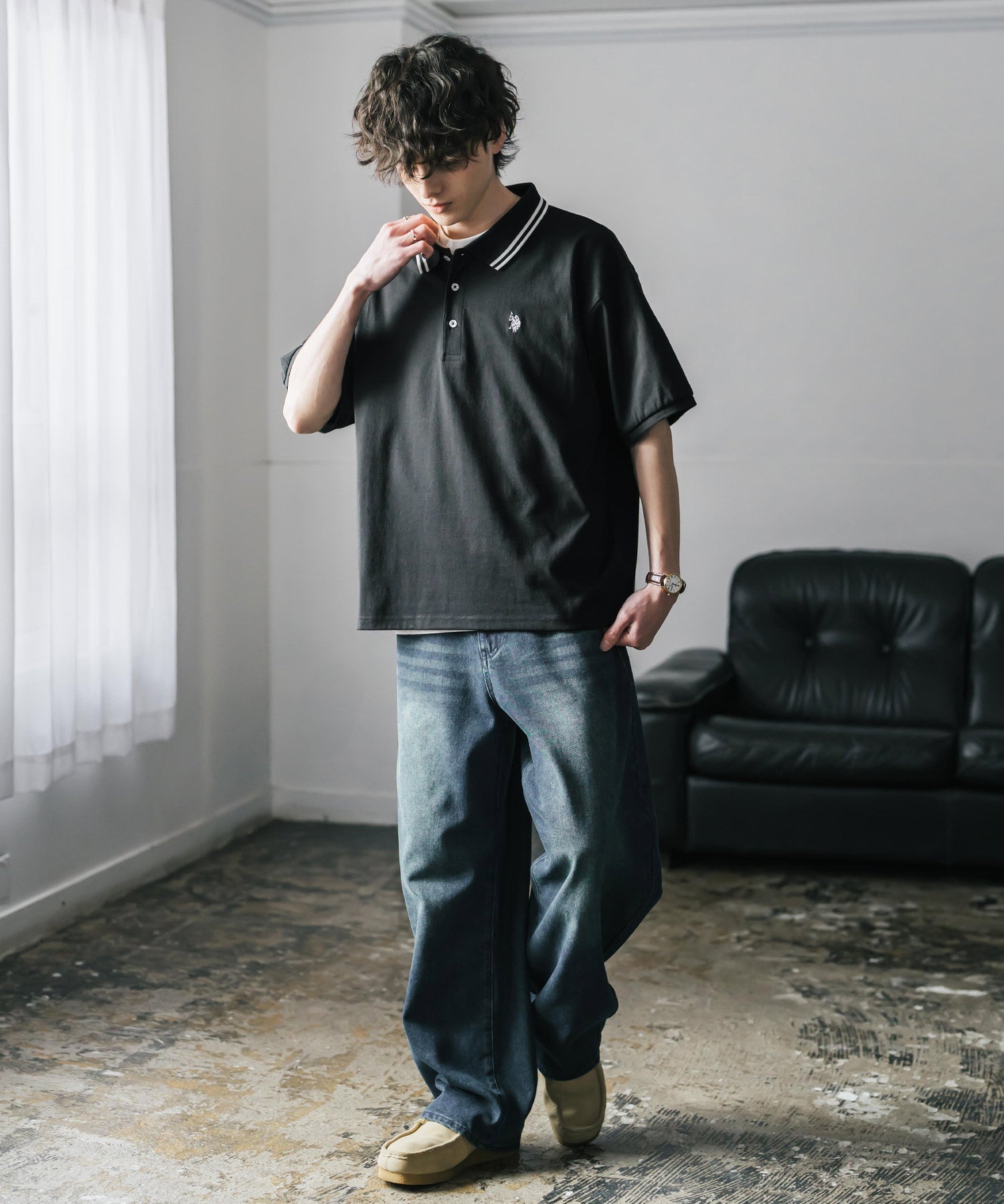 U.S. POLO ASSN. / 刺繡標誌天竺短袖Polo衫